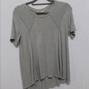 Soft Surroundings Gray & White Stripe Top Size S